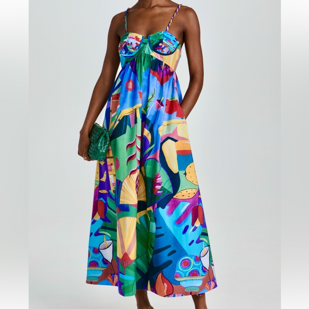🌺🎉HP🎉🌺 NWT Farm Rio Tropical Scenario Maxi Dress - Picture 10 of 16